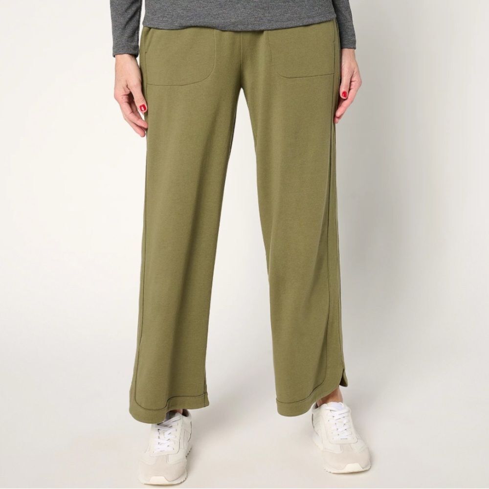 AnyBody Large Petite Straight Leg Cozy Knit Ankle Pants